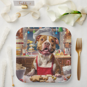 Pit Bull Holiday Baking: Festive Christmas  Paper Plate