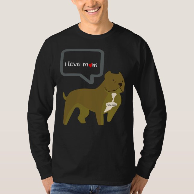 Pit Bull I Love Mum Tattoo Mother S Day T-Shirt (Front)