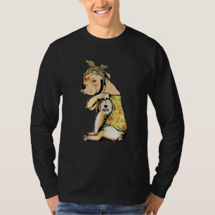 Pit Bull I Love Mum Tattoo Sunflower Dog Mum Mothe T-Shirt