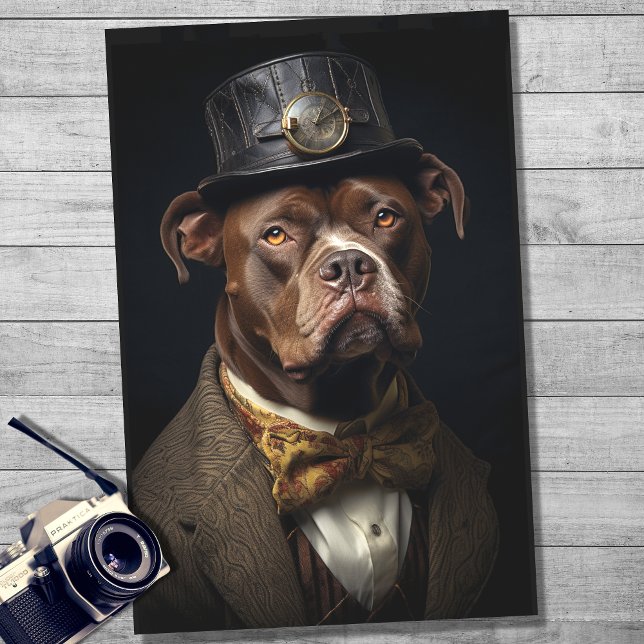 Pit Bull in Suit and Hat 1 Decoupage Paper (Creator Uploaded)