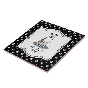 Pit Bull Mom (lt brindle white 3) Dog Mom Tile
