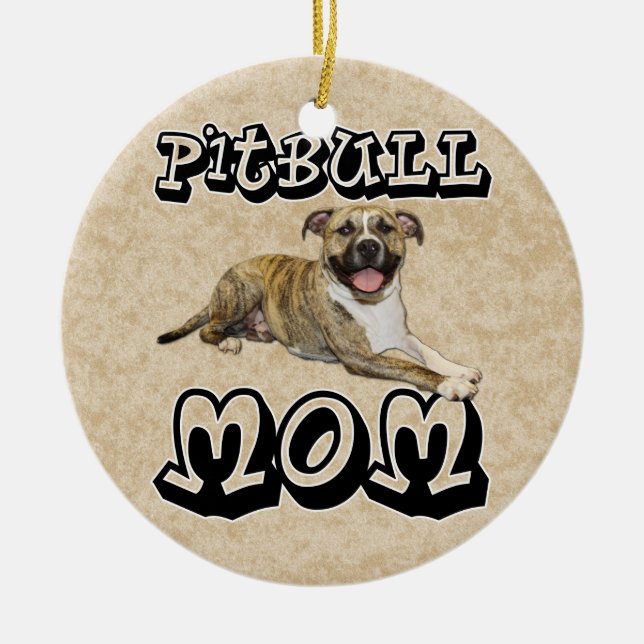 Pit Bull MOM - Tigger Ceramic Tree Decoration (Front)