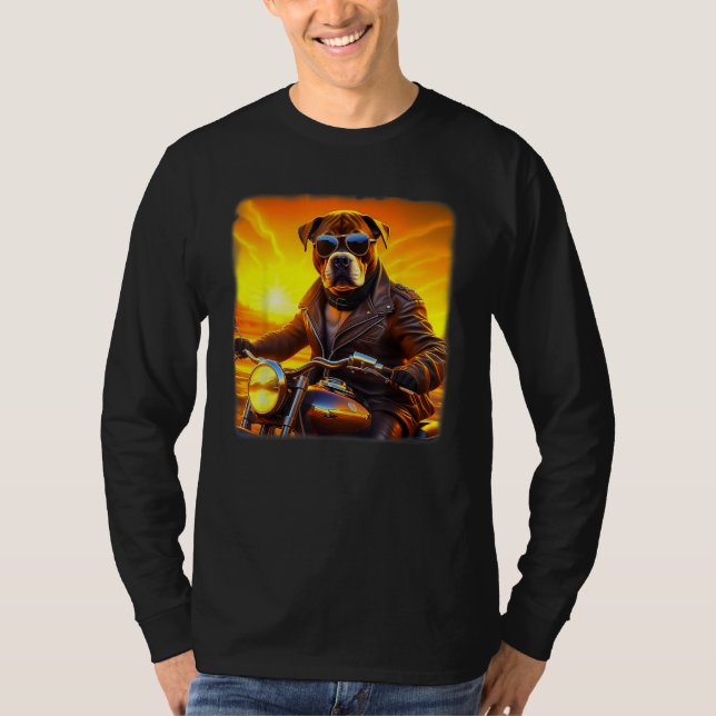 pit bull motorcycle, funny dog, cool biker, funny  T-Shirt (Front)