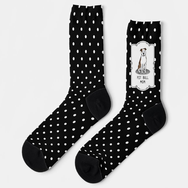 Pit Bull Mum (lt brindle white 3) Dog Mum Socks (Left)