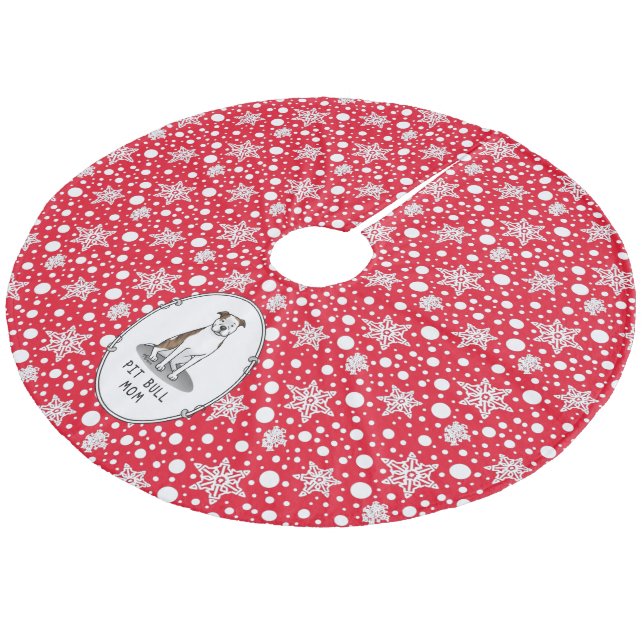 Pit Bull Mum (lt brindle white 3) Fleece Tree Skirt (Angled)