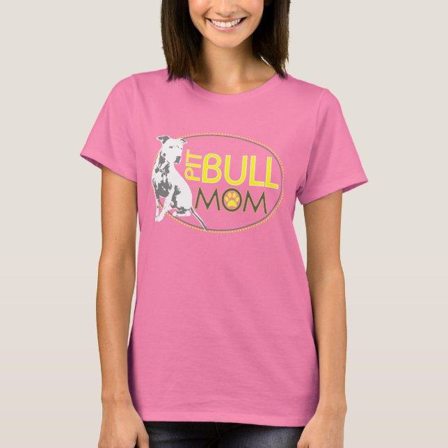 Pit Bull Mum - Yellow & Grey T-Shirt (Front)