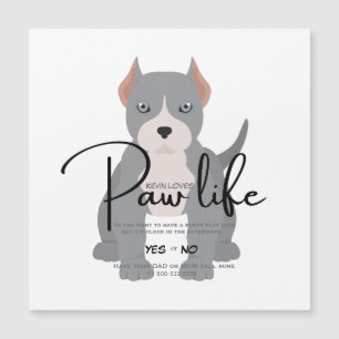 Pit bull paw life play date invitation