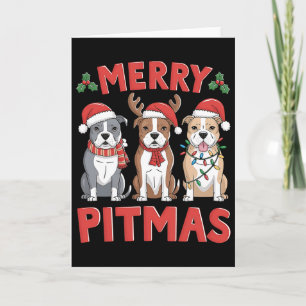 Pit Bull Santa Christmas Tree Lights Xmas Merry Pi Card