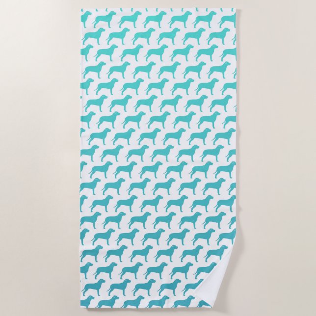Pit Bull Silhouettes Pattern Beach Towel (Front)