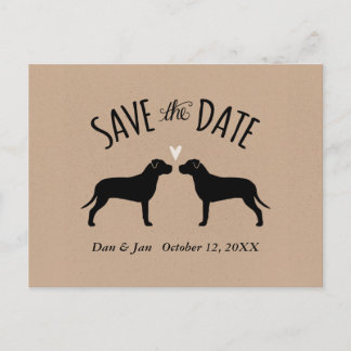 Pit Bull Silhouettes Wedding Save the Date Announcement Postcard
