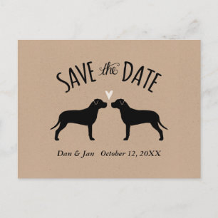 Pit Bull Silhouettes Wedding Save the Date Announcement Postcard