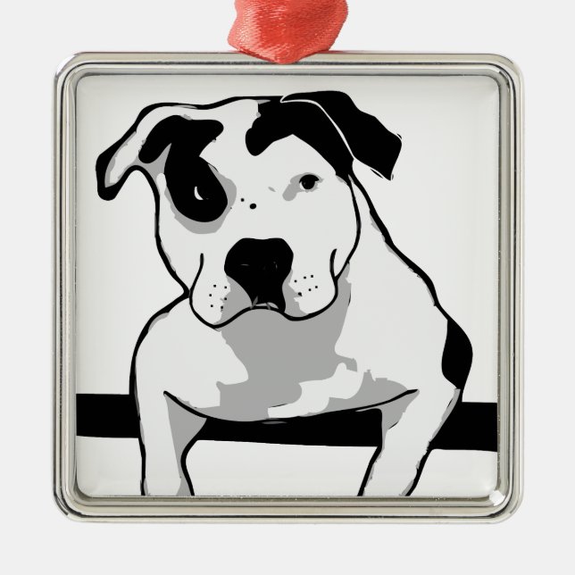 Pit Bull T-Bone Graphic Metal Tree Decoration (Front)