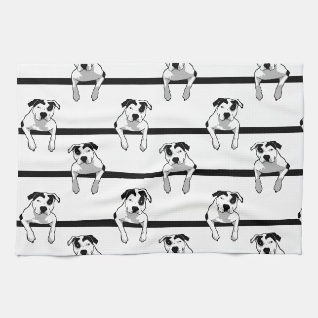 Pit Bull T-Bone Graphic Tea Towel (Horizontal)