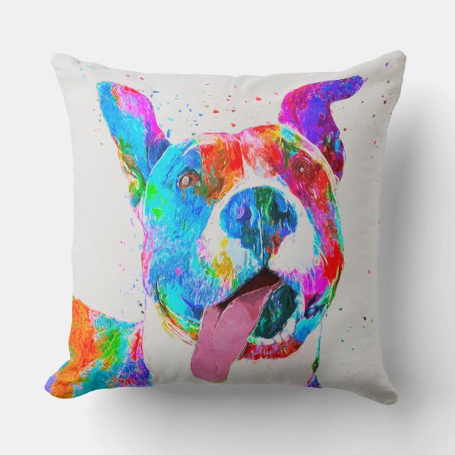 Pit Bull Terrier Colourful Pop Art Cushion (Front)