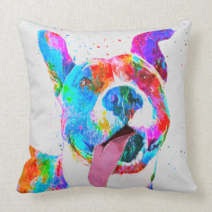 Pit Bull Terrier Colourful Pop Art Cushion