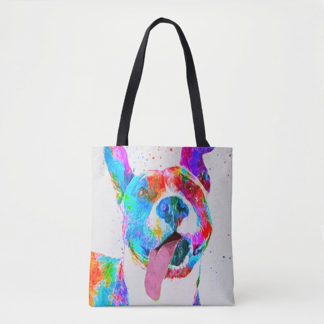 Pit Bull Terrier Colourful Pop Art Tote Bag (Front)