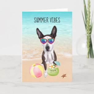 Pit Bull Terrier Mix Beach Thank You Card