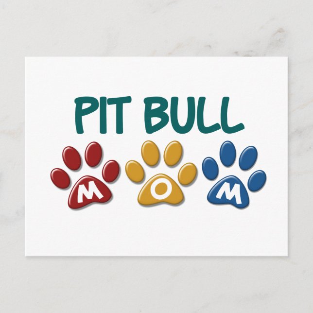 PIT BULL TERRIER Mum Paw Print 1 Postcard (Front)