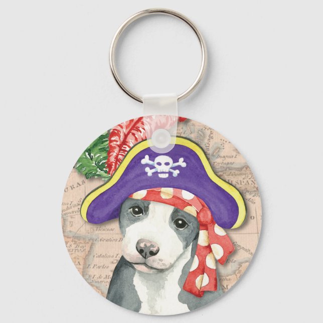 Pit Bull Terrier Pirate Key Ring (Front)