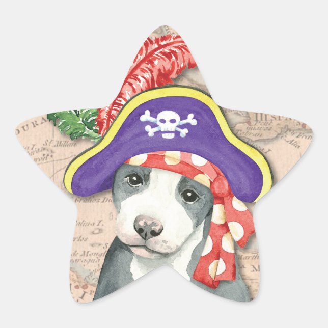 Pit Bull Terrier Pirate Star Sticker (Front)