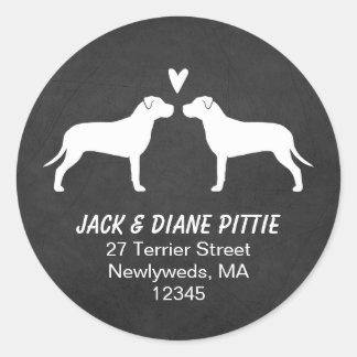 Pit Bull Terrier Silhouettes Return Address Classic Round Sticker