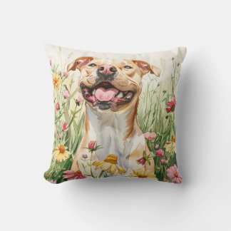 Pit Bull Throw Pillow – Watercolor
