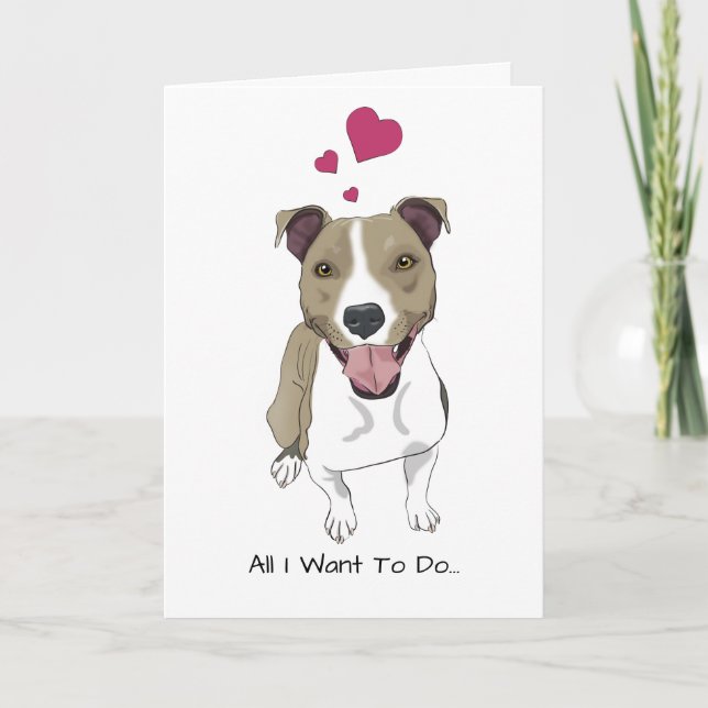 Pit Bull Valentine's Day Card (Front)