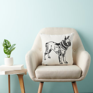 Pit Bull Vintage Art Throw Pillow by Moriz Jung