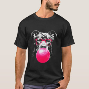 Pit Bull w Glasses and Bubble Gum Pittie Puppy Dog T-Shirt