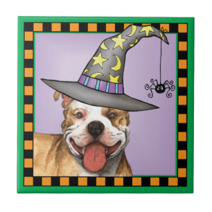 Pit Bull Witch Tile