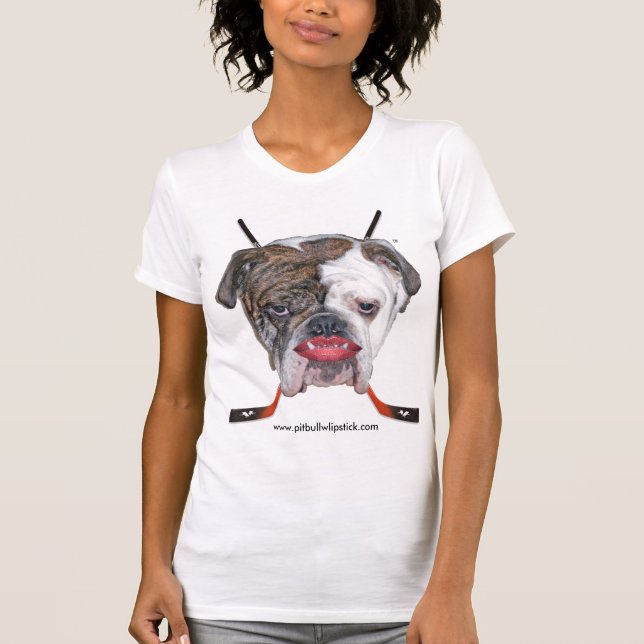PIT BULL WITH LIPSTICK HOCKEY shirt (Front)
