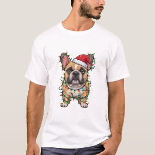 Pit Bull Wrapped in Christmas Lights Dog lovers T-Shirt