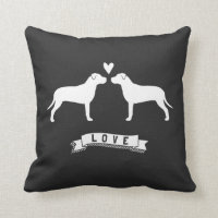 Pit Bulls Love - Dog Silhouettes w/ Heart
