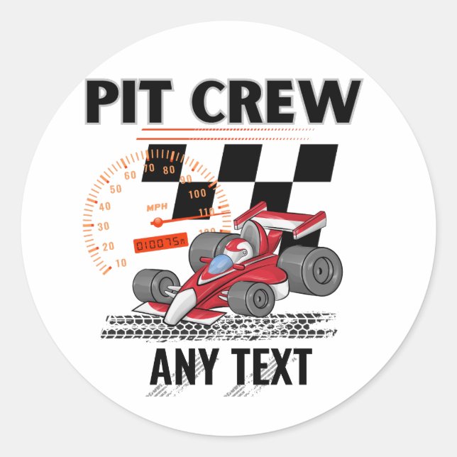 Pit Crew Birthday Party Theme Race Cars Matching Classic Round Sticker (Front)
