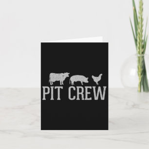 Pit Crew Cow Pig Chicken Byrbecue Cookout Grilling Card