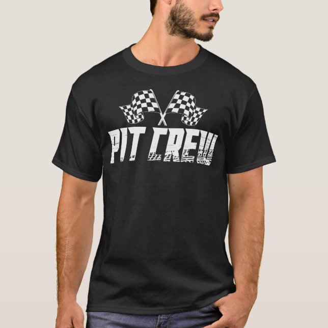 Pit Crew Family Racing Birthday Race Car T-Shirt (Front)