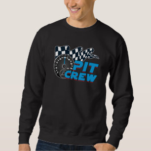 Pit Crew Mechanic Chequered Flags Racing Car Speed Sweatshirt