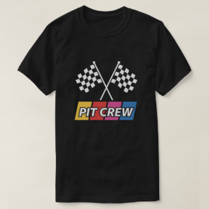 Pit Crew Racing Checkered Flag Bold Colorful Graph T-Shirt