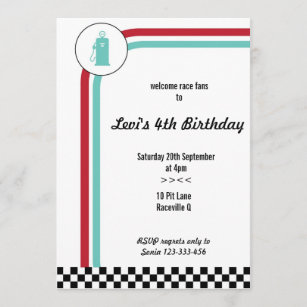 Pit Lane Racing Car Birthday Invitation