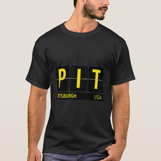 Pit Pittsburgh Usa Travel Souvenir Yellow Text T-Shirt (Front)
