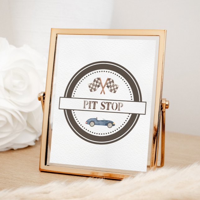 Pit Stop Navy Blue Race Car Sign (Creator Uploaded)