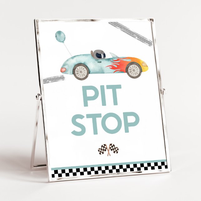 Pit Stop Race Car Birthday Party Sign (Creator Uploaded)