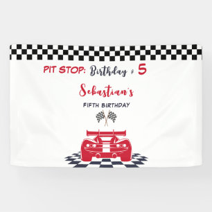 Pit stop race kids birthday banner