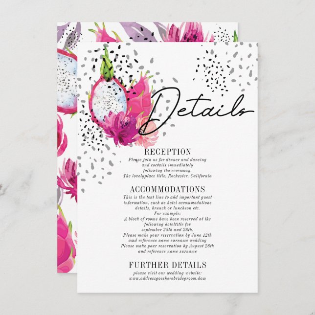 Pitaya Wedding Details Enclosure Card (Front/Back)