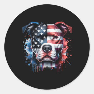 Pitbull 4th Of July American Flag Gles Patriotic D Classic Round Sticker