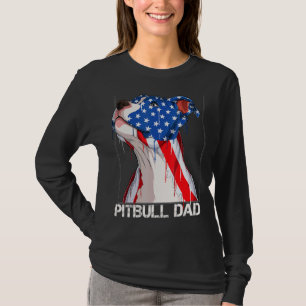 Pitbull 4th Of July   Men Pitbull Dad American Fla T-Shirt