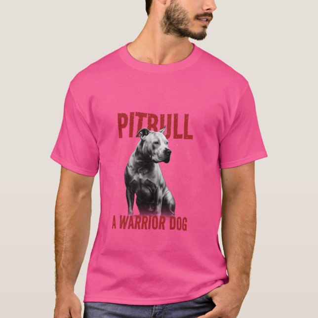 Pitbull A Warrior Dog! - Realistic Pitbull T-Shirt (Front)
