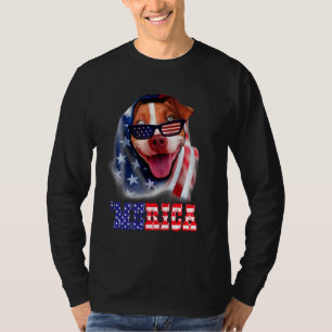 Pitbull American Flag 4th Of July Pitbull Dad Dog  T-Shirt