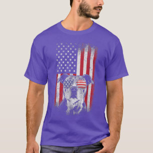 Pitbull American Flag 4th Of July Pitbull Dad Mum T-Shirt