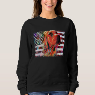 Pitbull American Flag Dog Mom Dad Patriotic  Terri Sweatshirt